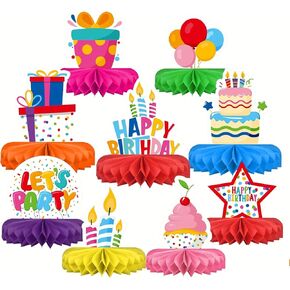 عيد ميلاد سعيد قرص العسل المركزي للرجال والمرأة - الأزرق (8pcs)