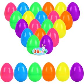 36 PCS 3.35" Fillable Plastic Easter Eggs 6 Styles Bright Colors Empty Easter Eggs for Easter Basket Stuffers Surprise Eggs Easter Hunt Theme Party Favors Classroom Prize Supplies