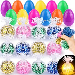 12 حزمة بيض عيد الفصح مع كرة إجهاد العنب الفاتحة ، توهج في كرات الضغط المظلمة لألعاب الأطفال المراهقين سلة عيد الفصح تفضل حفلات الفصول الدراسية بجوائز عيد الفصح