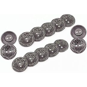 تكرار 12 PCS أزرار مسطحة معدنية عتيقة 2 حفرة لزينة الخياطة ديز (الفضة العتيقة ، 15 مم)