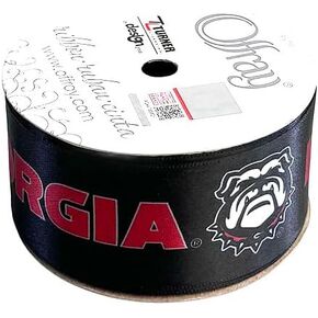 1.5" Georgia Ribbon, Licensed by Offray Ribbon - Officially Licensed (Black - 5 Yards (15 Feet))