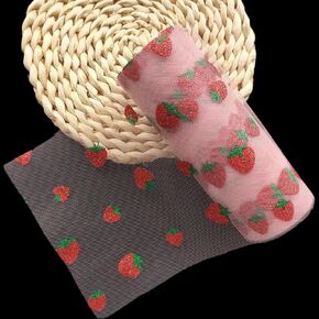 الوردي الفراولة Tulle Ribbon Glitter Tulle Rolls لزخرفة الزفاف حفلة عيد ميلاد الطفل ، شريط النسيج اللامع لشبكة لخلفية الطاولة ، غلاف الهدايا ، التنانير خياطة DIY (10 ياردة)