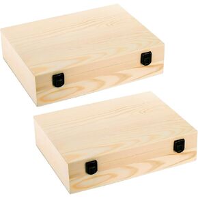 Frcctre 2 Pack 12 "× 9" × 3 "صندوق خشبي غير مكتمل ، طبيعية من خشب الصنوبر غير المكتم