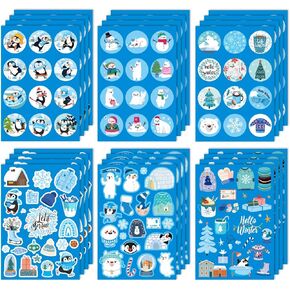 412pcs Winter Stickers, Winter Holiday Stickers with Snowman Christmas Tree Penguin Hello Winter Stickers for Kids Party Favors for Envelopes Cards Crafts Decoration