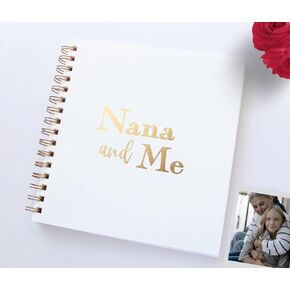 Nana and Me Memory Book ، Book Memory's Memory's Book Real Rose Gold Foil ، 9.25 "× 7.5" سجل القصص الحلزونية. 120 PGS فارغة ، مجلة Baby for Grandma ، رسائل من Nana Memory Book (WH/RG)