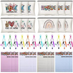 48 Pcs Nurse Appreciation Gifts Bulk 2025 Nurse Week Gift Badge Reel Pens Canvas Bags Notebooks Keychains Thank You Present for Women Nursing Students