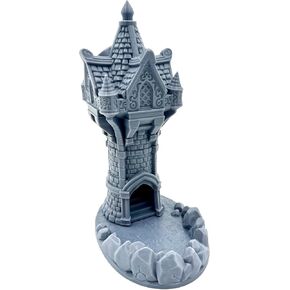 برج Dice Wizard - Tabletop Wargaming Minis - إكسسوارات الأبراج المحصنة - RPG Fantasy Dragon Game Models - أرقام لحصير شبكة المعركة ، الرمادي