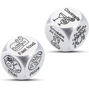 Valentines Day Gifts for Her Him Date Night Food Dice Decider for Boyfriend Girlfriend 11th Anniversary Steel Gifts for Husband Wife Engagement Wedding Birthday Sweetest Day Gifts for Couples