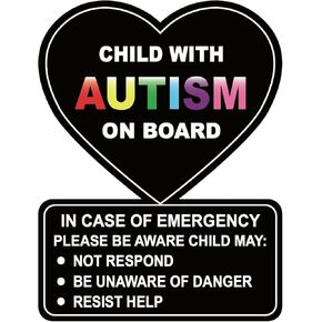 4x5.25 inch 5 PCS Child with Autism on Board Sticker Removable Adhesive Stickers