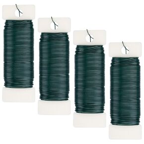 Aisoso 4 Pack Floral Wire, 131 Yards Paddle Wire 22 Gauge Florist Wire Green for Wreath Wire Making Craft, Floral Flower Arrangements and DIY Crafts, Garland