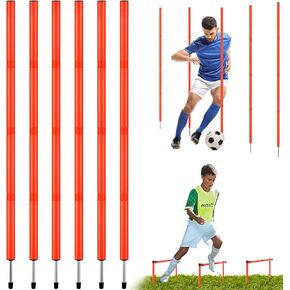 TOBWOLF 6 قطع 6 أقدام قابلة للتعديل أقطاب تدريب خفة الحركة لكرة القدم، مجموعة أقطاب خفة الحركة للتدريب على التعرج، عصي سرعة للتدريب الرياضي قابلة للفصل، أقطاب تدريب العشب للسرعة وخفة الحركة في الهواء الطلق لتدريبات كرة القدم in Kuwait