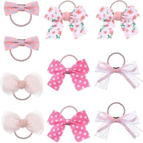 Dog Hair Bow Bowknot 10 Pack Sakura Pink Dog Hair Bow Cute Dogs Hairs Bows with Rubber Bands Small Size Dogs Bows for Puppies Cat Pet