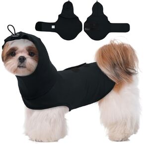 MIGOHI Dog Anxiety Vests for Small Dogs, Calming Shirts for X-Small Dogs, Dog Comfort Vests for Anxiety, Wrap Ears to Relief Anxious, New Places, Social Stress, Xs,Black