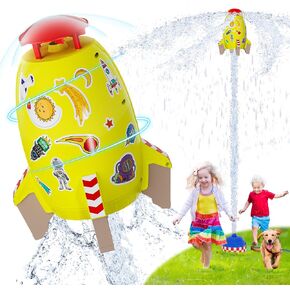 Sprinkler for Kids - Toys Water for Kids - Kids Sprinkler Rocket Launcher ، يعلق على خرطوم الحديقة ألعاب ممتعة ل 3 4 5 6 7