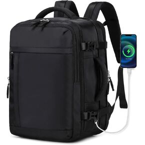 Travel Backpack for Women Carry On Flight Approved Casual Daypack Expandable 2" Laptop Backpack, 17inch 32 liters Black