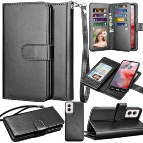Takfox for Motorola Moto G Power 5G 2024 Case, for Moto G Power 5G 2024 Wallet Case, PU Leather Credit Card Holder Slots Case Folio Flip Detachable Magnetic Cover Kickstand & Carrying Strap, Marble