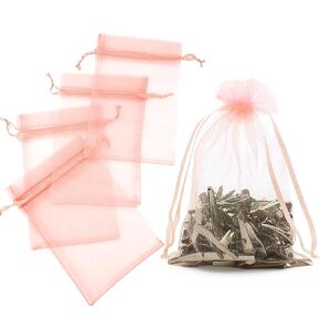 Ziiyan 100pcs أكياس أورجانزا ، 4 × 6 بوصات أكياس شبكية صغيرة ، وأكياس المجوهرات الصغيرة الوردي ، وأكياس الكيس الفارغة ، وأكياس الهدايا لمهرجان الحفلات.