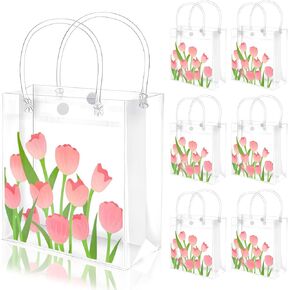 fysuimu 24 pcs زهرة زهرة واضحة أكياس الهدايا PVC PINK FLOY FLOME BASTION