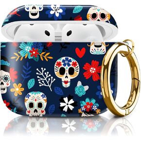 Compatible with AirPods 4th Generation Case 2024, Shockproof Cover with Golden Buckle for Women & Girls, Protective Anti-Drop Design(Cute Cartoon Flower) in Kuwait