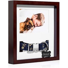 Pet Memorial Frame with Collar Display. 4" by 6" Photo, Fits Small/Medium/Large/Wide Collars