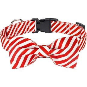 طوق عيد الميلاد Malier مع Bowtie ، طوق الكلاب القابل للتعديل للكلاب الصغيرة إلى الكبيرة والقطط (شريط أحمر ، كبير)
