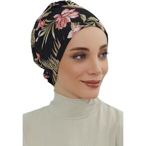 Aisha's Design Instant Turban 95% Cotton Scarf Head Wrap Scarfs For Women Hat Small Rose Detail