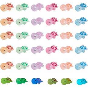 Sunnyclue 1 Box 36pcs سلحفاة راتنج سحر السلاحف المضيئة Mini 3D Cabochons Summer Ocean Hawaii Tortoish Flatback Flat