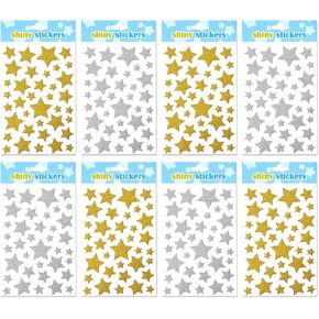 Silver Puffy Foam Star Stickers – 8 Sheets of 3D Small Glitter Star Stickers for Crafts, Scrapbooking, and Party Decorations – Shiny Silver Adhesive Star Stickers for Kids and Adults