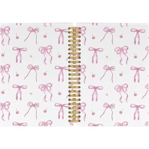Couette Pink Bow Journal Notebook - Preppy Trendy Girly Ribbon Notebooks College التي حكمت لمدرسة العمل ، وهدايا للبنات سيدة النساء ، اللوازم المكتبية ، دفتر Notebles Hardcover 5.5 "× 8.3"