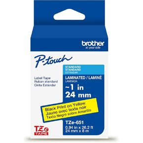 Brother TZe-2512PK ~ 1 بوصة (9 مم) أشرطة ملصقات مغلفة باللون الأسود على الأبيض