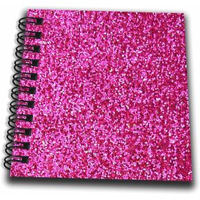 3Drose DB_112888_3 Hot Pink Faux Glitter Photo of Glittery Gerly Trendy Glamorous Sparkly Pling Effect Mini Notepad ، 4 × 4 "