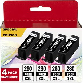 PGI-280 XXL PGBK Ink 4-pack استبدال Canon 280xxl لـ TR8620A TR8600 TR8622A TR8520 TS9521C TR7520 TS9120 TR8622 TS9520 TS6220 TS6320 TS702A TR8500 FOR