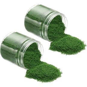 Model Grass Terrain Powder, 185ml Capacity, Fake Miniature Flower Grass Tree Sponge Dark Green - (Applications: DIY Dollhouse Fairy Garden Model Railway Landscape), 2-Pieces