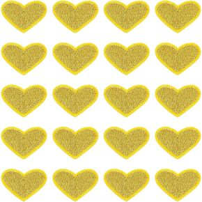 UXCELL 20 PCS HEART IRON على بقع ، خياطة مطمرضة لطيفة على بقع إصلاح التزيين بقع على شكل قلب لسترات الملابس القبعات أحذية ديي ، السماء الأزرق