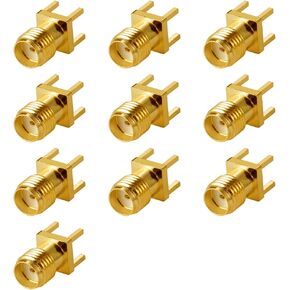 10 PCS SMA Female Connectors SMA Coaxial Panel Mount Connector with Bulkhead Nut and Solder Cup Terminal