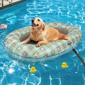 Inflatable Dog Float for Small Dogs, Up to 60 Lbs, Foldable & Puncture-Resistant Doggy Float for Pool, Portable Dog Float Bed Pet Swimming Accessory, Pet-Friendly Outdoor Fun, Blue
