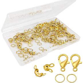 200 PCS Clasp ، مجموعة ملحقات لصنع المجوهرات ، مع قفل مخلب جراد البحر ، أغطية عقدة حبة ، موصلات حلقة القفزة المفتوحة ， لصنع قلادة سوار وما إلى ذلك (الفضة)