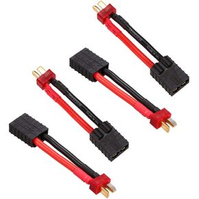 Hosim 4pcs T-Plug Male and Female Connectors Cable Adapter Style Connectors, 12AWG 1.97inch Conversion Cable Adapter for Slash Universal RC Lipo Battery Charger (4PCS)