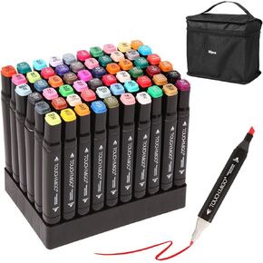 60 Colors Dual Tips Art Markers Set, Alcohol Based Markers Pens for Adult Kids Coloring Drawing Sketching Card Making Illustration