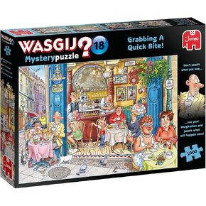 Jumbo, Wasgij, Retro Mystery 18 - Grabbing a Quick Bite!, Unique Collectable Jigsaw Puzzles for Adults, 1,000 Piece