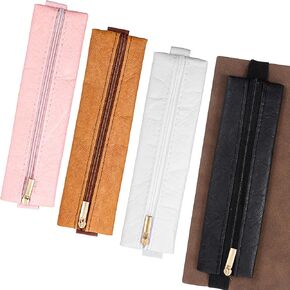 4 Packs Notebook Band Holders, Pen Holder for Notebook, Elastic Band Pen Holder, DuPont Paper Adjustable Pen Sleeve Pouch, Stationery School Supplies Zipper Bag for Planners Journals Book