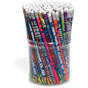 Anderson's Inspirational Testing Pencil Tub, Fun & Colorful Pencils, Perfect for School Supplies, Classroom Rewards, Creative Writing, Party Favors, and Motivational Gifts, Set of 144, USA Made