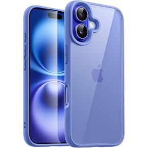 JETech Case for iPhone 16 Plus 6.7-Inch, Shockproof Phone Bumper Cover, Solid Color Matte TPU Frame, Anti-Scratch Clear Back (Ultramarine)