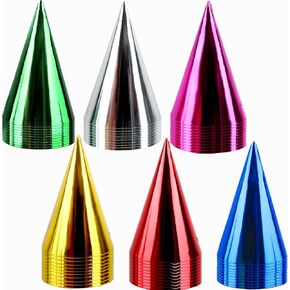 30 PCS Paper Paper Party Hat Hat Multicolor Multicalic Foil Cone Barty Hats مع سلسلة مرنة للأطفال عيد ميلاد عيد ميلاد جديد