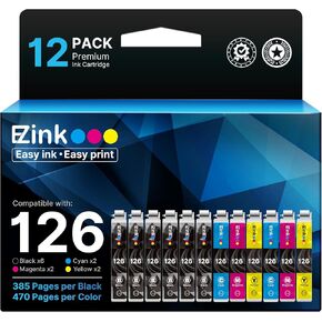 E-Z Ink (Remanufactured Ink Cartridge Replacement for Epson 126 T126 to use with Workforce 435 520 545 635 645 WF-3520 WF-3530 WF-3540 WF-7010 WF-7510 (6 Black,2 Cyan,2 Magenta,2 Yellow) 12 Pack