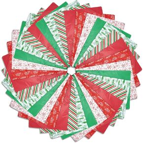 JANMN 60 Packs Christmas Tissue Paper, 19.5" x 27.5" Xmas Gift Wrapping Paper, 6 Designs, White, Red, Green, Red Stripe, Christmas Trees Snowflakes
