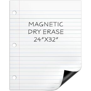 SCRIBBLEDO 24" x 30" Giant Magnetic Notebook Paper For Classroom Elementary Classroom Must Haves for Teachers Elementary Dry Erase Magnetic Lined Paper for Whiteboard Notes Lists and Handwriting