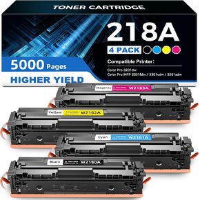 218A 218X High Yield Toner Cartridge 3201dw Toner Replacement for HP 218A 218X Toner Cartridges 4 Pack Work with HP Color Pro MFP 3301fdw 3301cdw 3201dw 3301sdw, 3201 3301 Series Printer Ink NO CHIP