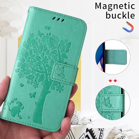 for Samsung Galaxy A16 5G Case Wallet for Women Man,PU Leather Tree Cat Flowers Embossed Wrist Strap Card Slots Pocket Kickstand Flip Protective Phone Case Cover for Samsung Galaxy A16 Blue in Saudi Arabia