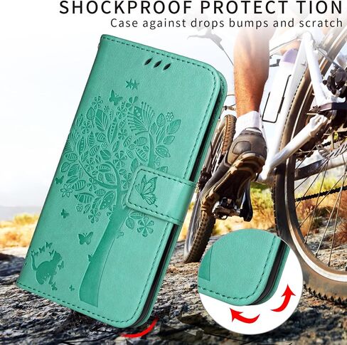 for Samsung Galaxy A16 5G Case Wallet for Women Man,PU Leather Tree Cat Flowers Embossed Wrist Strap Card Slots Pocket Kickstand Flip Protective Phone Case Cover for Samsung Galaxy A16 Blue in Saudi Arabia
